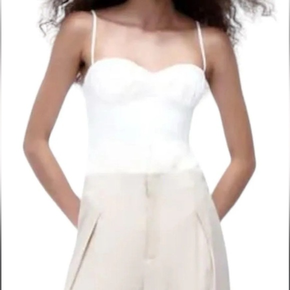 Zara Tops - NWT Zara Ivory/White Linen Blend Corset Sz. MD